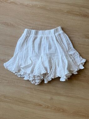 White Ruffled Gauze Mini Skirt with Shorts